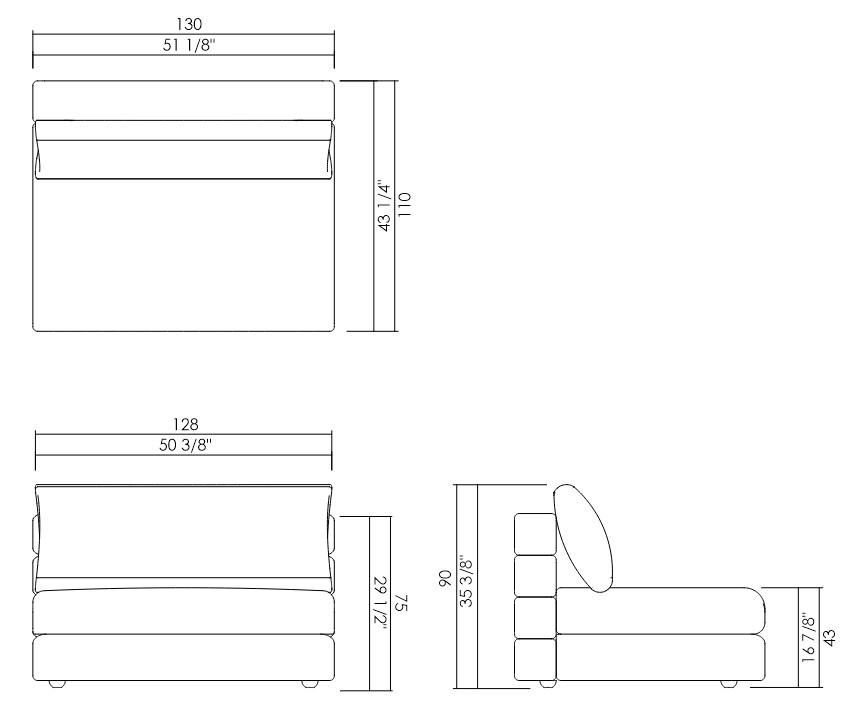 MODULO SEM BRAÇOS 130 CM ABITO