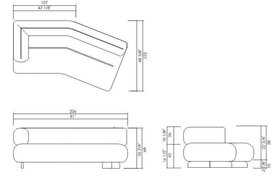 MODULO CURVO 206 CM ORFEO