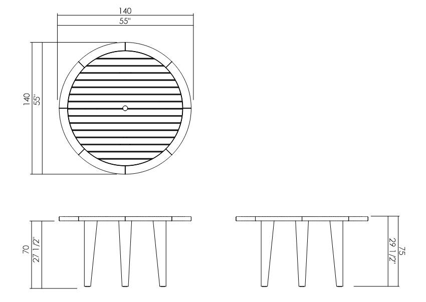 MESA JANTAR D140 CM MYKONOS