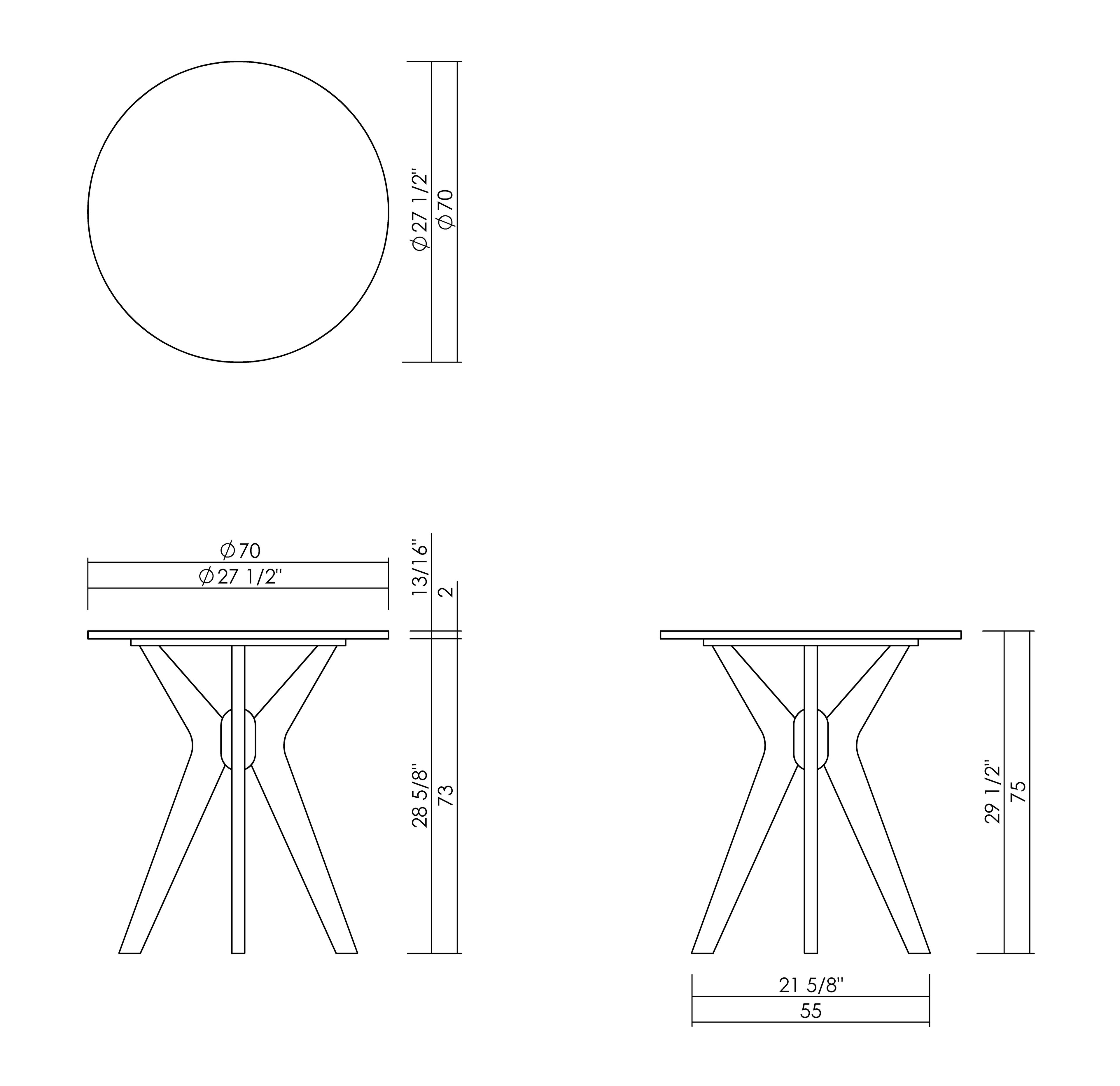 MESA JANTAR D70 CM TAMPO PEDRA VITRUVIO