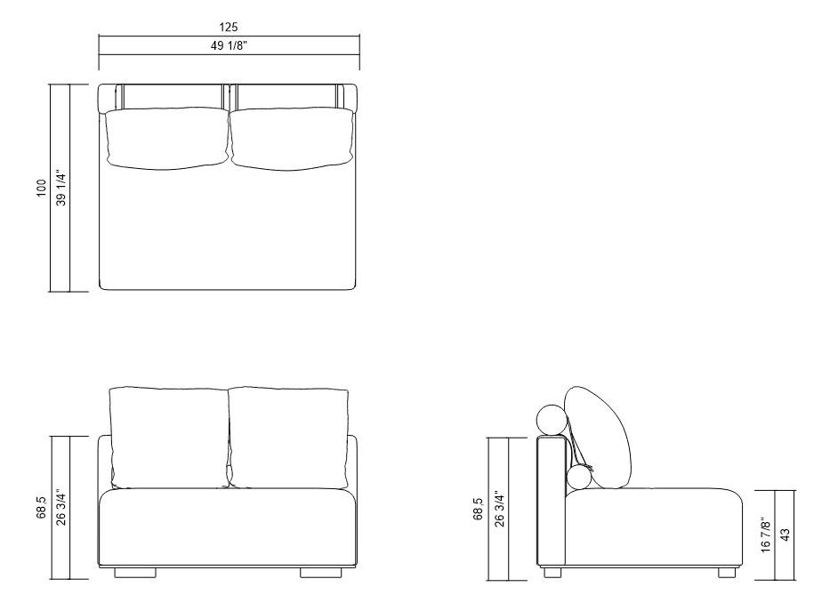 MODULO SEM BRAÇOS 125 CM SINTRA