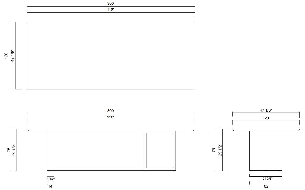 MESA JANTAR 300 CM LINEA