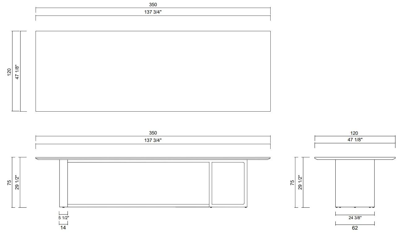 MESA JANTAR 350 CM LINEA