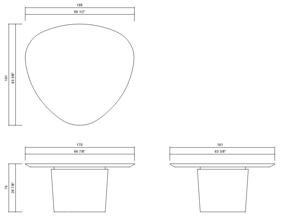 MESA JANTAR ORGÂNICA 161 X 169 CM LÍQUEN